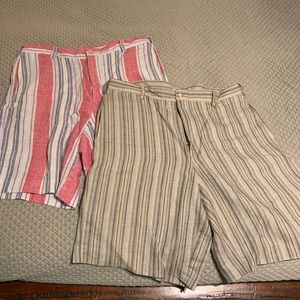 Lot of 2 Charleston Khaki 100% Linen shorts
